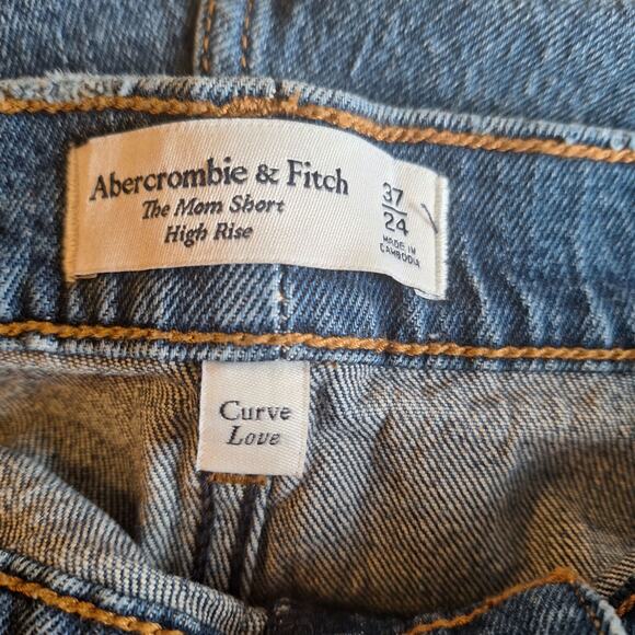 Abercrombie & Fitch Women 24W (37) Curve Love "High Rise Mom" Denim Shorts New! - Picture 4 of 9